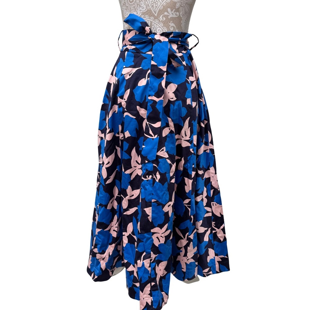 Boden // blue, pink floral print belted midi skirt size 6 jun2 - Picture 6 of 10
